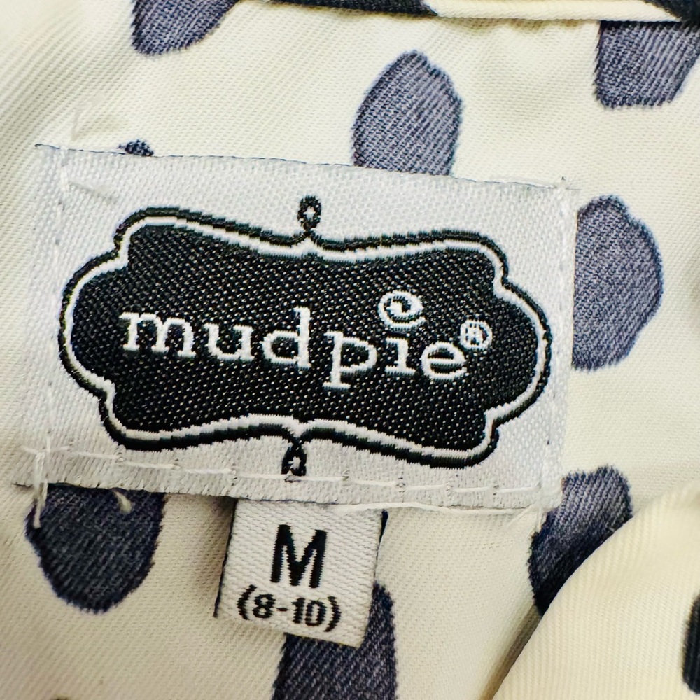 Mud Pie Preppy Women’s Black & Cream Polka Dot Ruffle Neck Dress Size M EUC - Picture 5 of 9